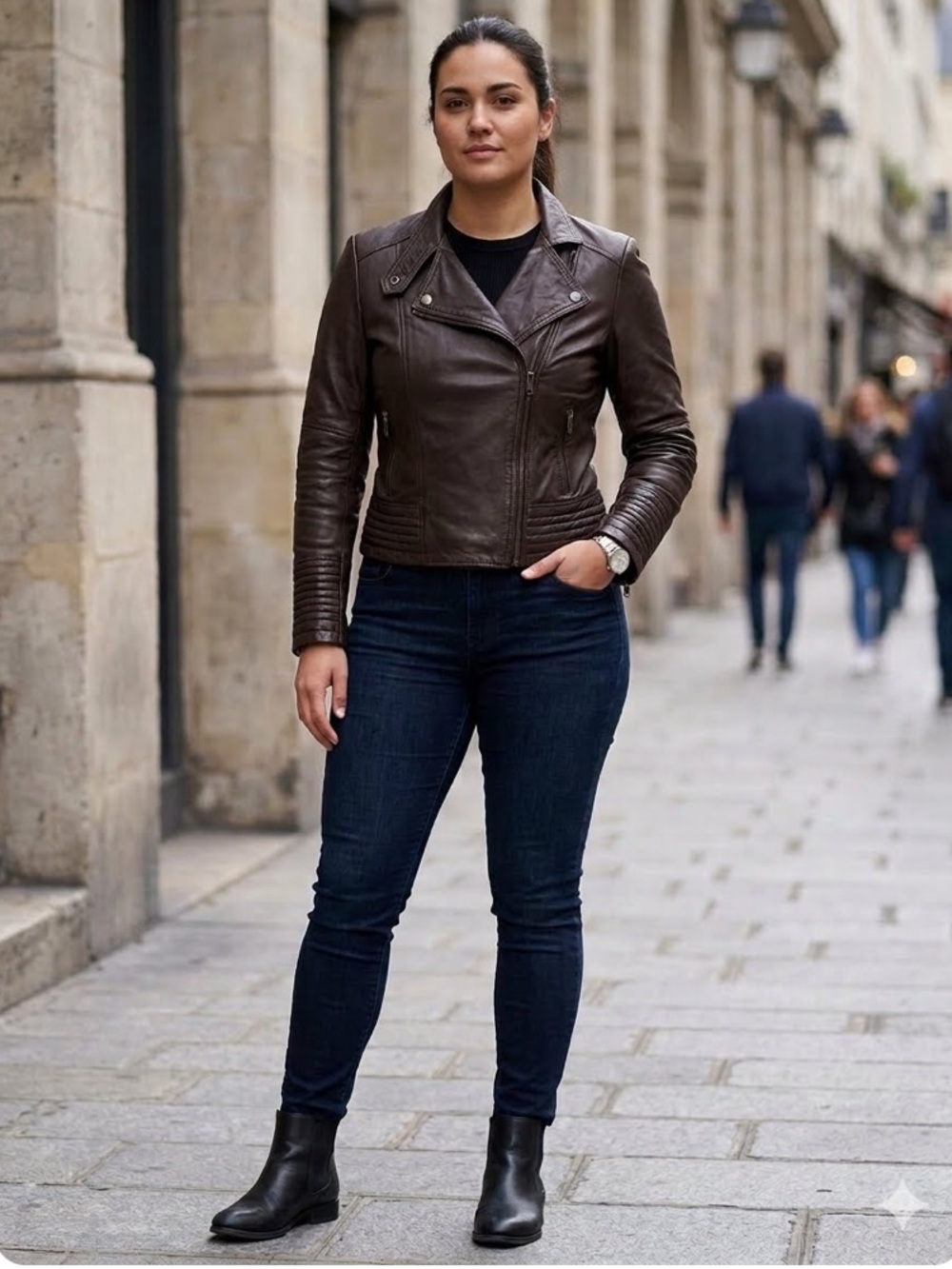 Sparkle & Fade Dark Brown Leather Motorcycle  Jacket